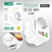 сетевой фильтр live-power ns3 розетка + 3usb  (qc3.0+pd20w) 38w, белый  фото