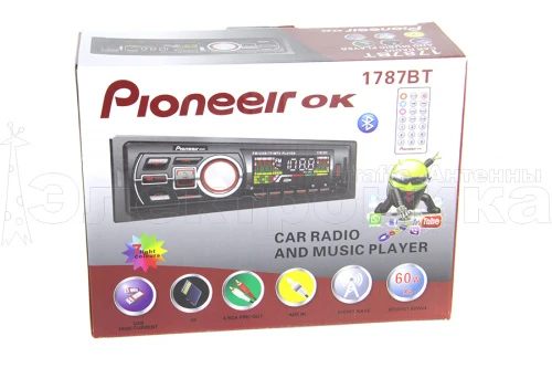 автомагнитола mp3 pioneeirok  led-1787 bt с охладителем (радио,usb,bluetooth)/20  фото